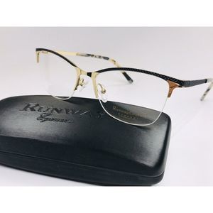 New Designer Inspired Runway Couture RCE-296 Black & Gold Eyeglasses 53mm w/Case
